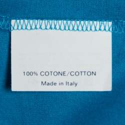 Pre Owned Yves Saint Laurent Blue Cotton V Neck Pin Tuck Detail Top M