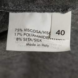 Pre Owned Yvest Saint Laurent Grey Shiny Jersey Midi Skirt M