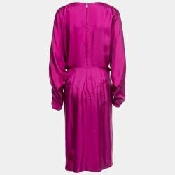 Pre Owned Yves Saint Laurent Purple Silk Midi Dress M