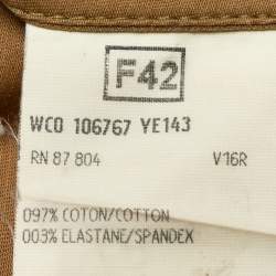 Yves Saint Laurent Tan Brown Cotton Ruffled Zip-Up Jacket L