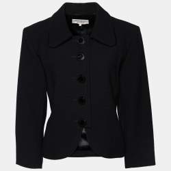 Yves Saint Laurent Rive Gauche Black Textured Wool Button Front Jacket M