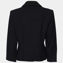 Yves Saint Laurent Rive Gauche Black Textured Wool Button Front Jacket M
