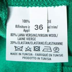 Pre Owned Yves Saint Laurent Green Satin Silk Sleeveless Midi Dress S