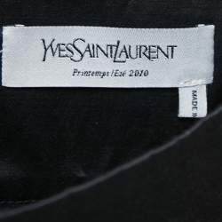 Pre Owned Yves Saint Laurent Black Satin High-Waist Wide Leg Trousers M
