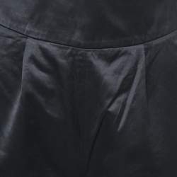 Pre Owned Yves Saint Laurent Black Satin High-Waist Wide Leg Trousers M