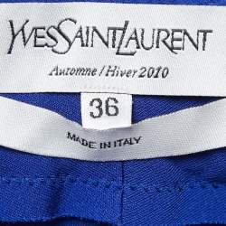 Pre Owned Yves Saint Laurent Blue Jersey Cowl Neck Short Dress S