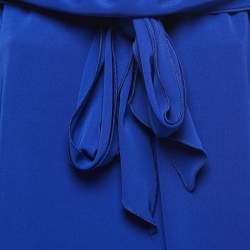 Pre Owned Yves Saint Laurent Blue Jersey Cowl Neck Short Dress S