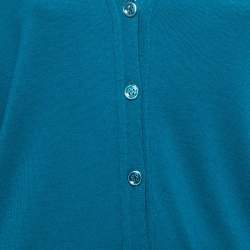 Pre Owned Yves Saint Laurent Blue Wool Knit Button Front Cardigan S