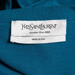 Pre Owned Yves Saint Laurent Blue Wool Knit Button Front Cardigan S
