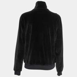 Pre Owned Yves Saint Laurent Black Velour Patch Detail Track Jacket M