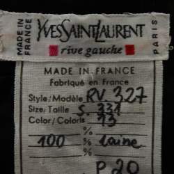 Pre Owned Yves Saint Laurent Vintage Black Houndstooth Patterned Wool Knee Length Skirt S