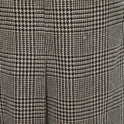 Pre Owned Yves Saint Laurent Vintage Black Houndstooth Patterned Wool Knee Length Skirt S