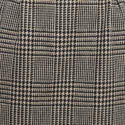 Pre Owned Yves Saint Laurent Vintage Black Houndstooth Patterned Wool Knee Length Skirt S
