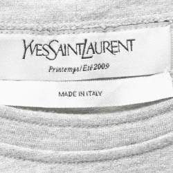 Pre Owned Yves Saint Laurent Metallic Silver Lurex Knit Sleeveless Top M