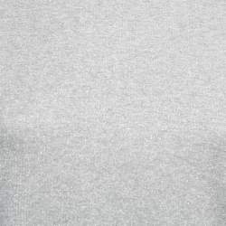 Pre Owned Yves Saint Laurent Metallic Silver Lurex Knit Sleeveless Top M