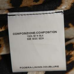 Pre Owned Yves Saint Laurent Brown Animal Printed Satin Silk Mini Dress S