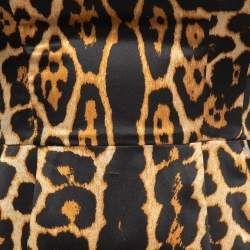 Pre Owned Yves Saint Laurent Brown Animal Printed Satin Silk Mini Dress S