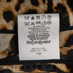 Pre Owned Yves Saint Laurent Brown Animal Printed Satin Silk Mini Dress S