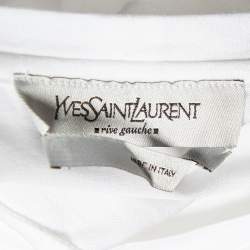 مملوكة مسبقًا Yves Saint Laurent Rive Gauche White Logo Printed Cotton T-Shirt M