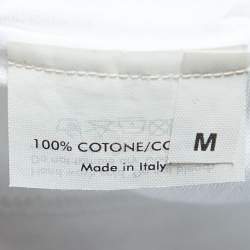 مملوكة مسبقًا Yves Saint Laurent Rive Gauche White Logo Printed Cotton T-Shirt M