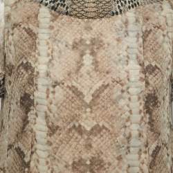 Pre Owned Yves Saint Laurent Brown Snake Print Silk Sequined Short Dress M