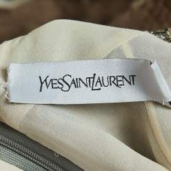 Pre Owned Yves Saint Laurent Brown Snake Print Silk Sequined Short Dress M