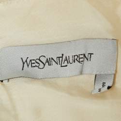 Pre Owned Yves Saint Laurent Cream Jacquard Sheath Midi Dress M