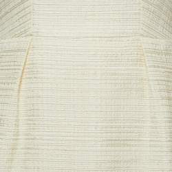 Pre Owned Yves Saint Laurent Cream Jacquard Sheath Midi Dress M