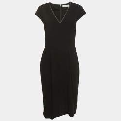 Yves Saint Laurent Black Crepe Chain Neck Detailed Short Dress M