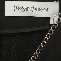 Yves Saint Laurent Black Crepe Chain Neck Detailed Short Dress M