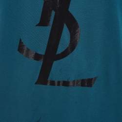 Yves Saint Laurent Blue Cotton Logo Detailed Short Sleeve T-Shirt M
