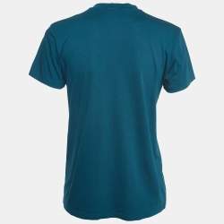 Yves Saint Laurent Blue Cotton Logo Detailed Short Sleeve T-Shirt M