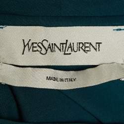 Yves Saint Laurent Blue Cotton Logo Detailed Short Sleeve T-Shirt M