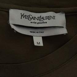Pre Owned Yves Saint Laurent Grey Logo Print Cotton Sleeveless T-Shirt M