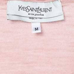 Pre Owned Yves Saint Laurent Pink Wool Cropped Sweater M