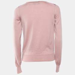 Pre Owned Yves Saint Laurent Pink Wool Cropped Sweater M