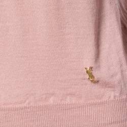 Pre Owned Yves Saint Laurent Pink Wool Cropped Sweater M