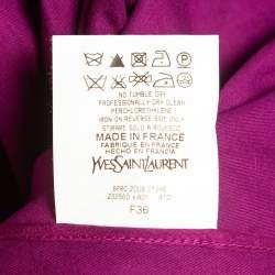 Pre Owned Yves Laurent Paris Purple Cotton Strapless Pleated Mini Dress S