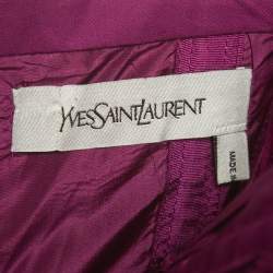 Pre Owned Yves Laurent Paris Purple Cotton Strapless Pleated Mini Dress S
