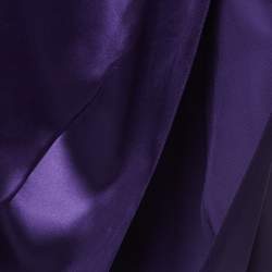 Yves Saint Laurent Purple Draped Satin Sleeveless Asymmetric Dress L