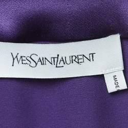 Yves Saint Laurent Purple Draped Satin Sleeveless Asymmetric Dress L