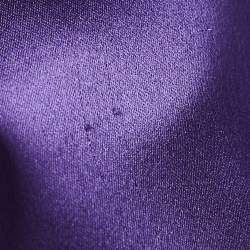 Yves Saint Laurent Purple Draped Satin Sleeveless Asymmetric Dress L