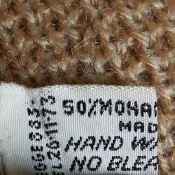 Pre Owned Yves Saint Laurent Vintage Brown Mohair Knit Open Front Cardigan L