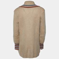 Pre Owned Yves Saint Laurent Vintage Brown Mohair Knit Open Front Cardigan L