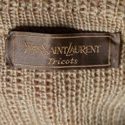 Pre Owned Yves Saint Laurent Vintage Brown Mohair Knit Open Front Cardigan L