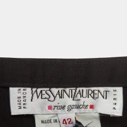 Yves Saint Laurent Black Gabardine Flared Midi Skirt M
