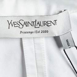 Pre Owned Yves Saint Laurent White Cotton Spiral Pleat Detail Belted Vest M