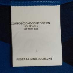 Pre Owned Yves Saint Laurent Blue Floral Print Silk Off Shoulder Blouse S