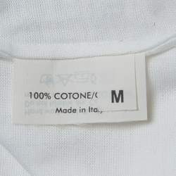 Pre Owned Yves Saint Laurent Vintage White Print Cotton Tank Top M