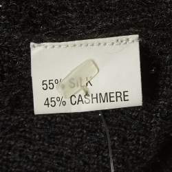 Pre Owned Yves Saint Laurent Rive Gauche Dark Grey Beaded Cashmere and Silk Tank Top M